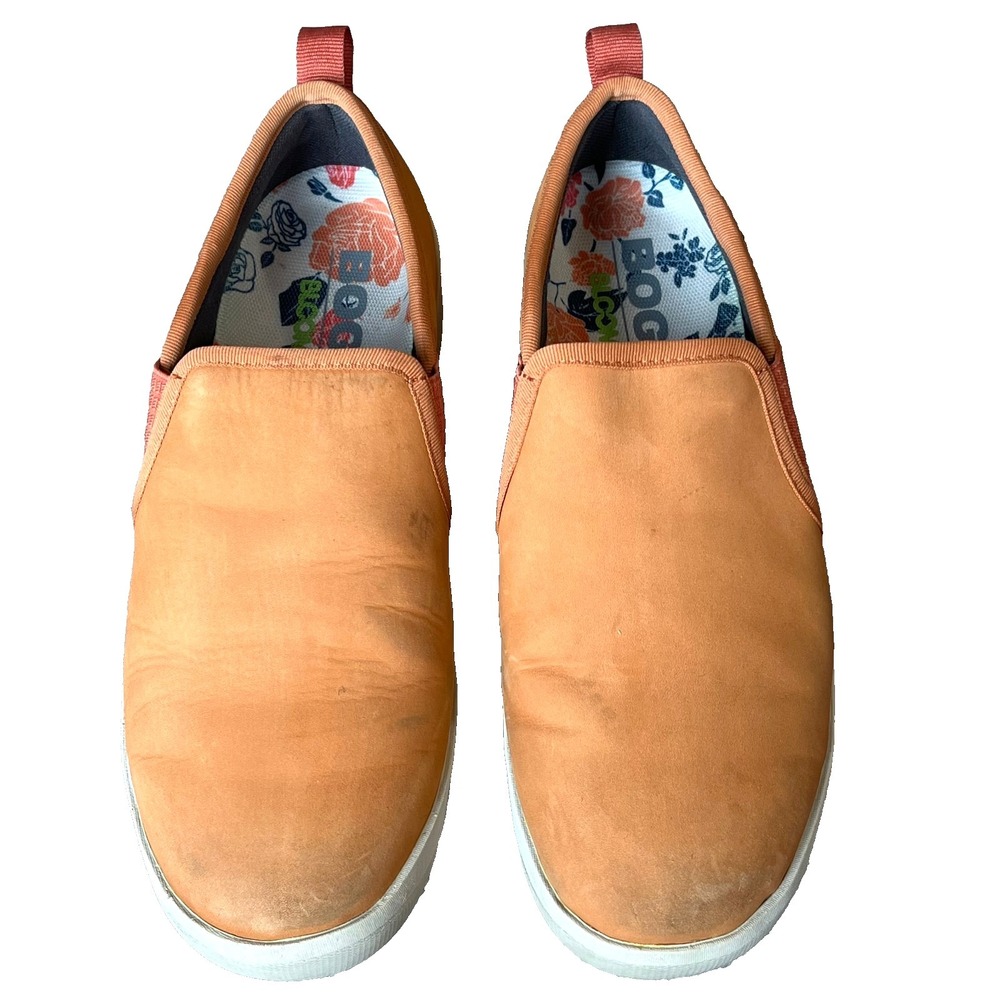 Bogs‎ Kicker Slip On Shoes Waterproof Orange Leather Womens 9 EU 40